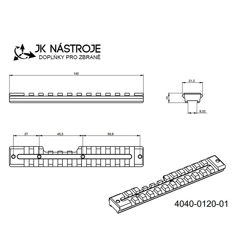 CZ 457 Picatinny rail JK-N