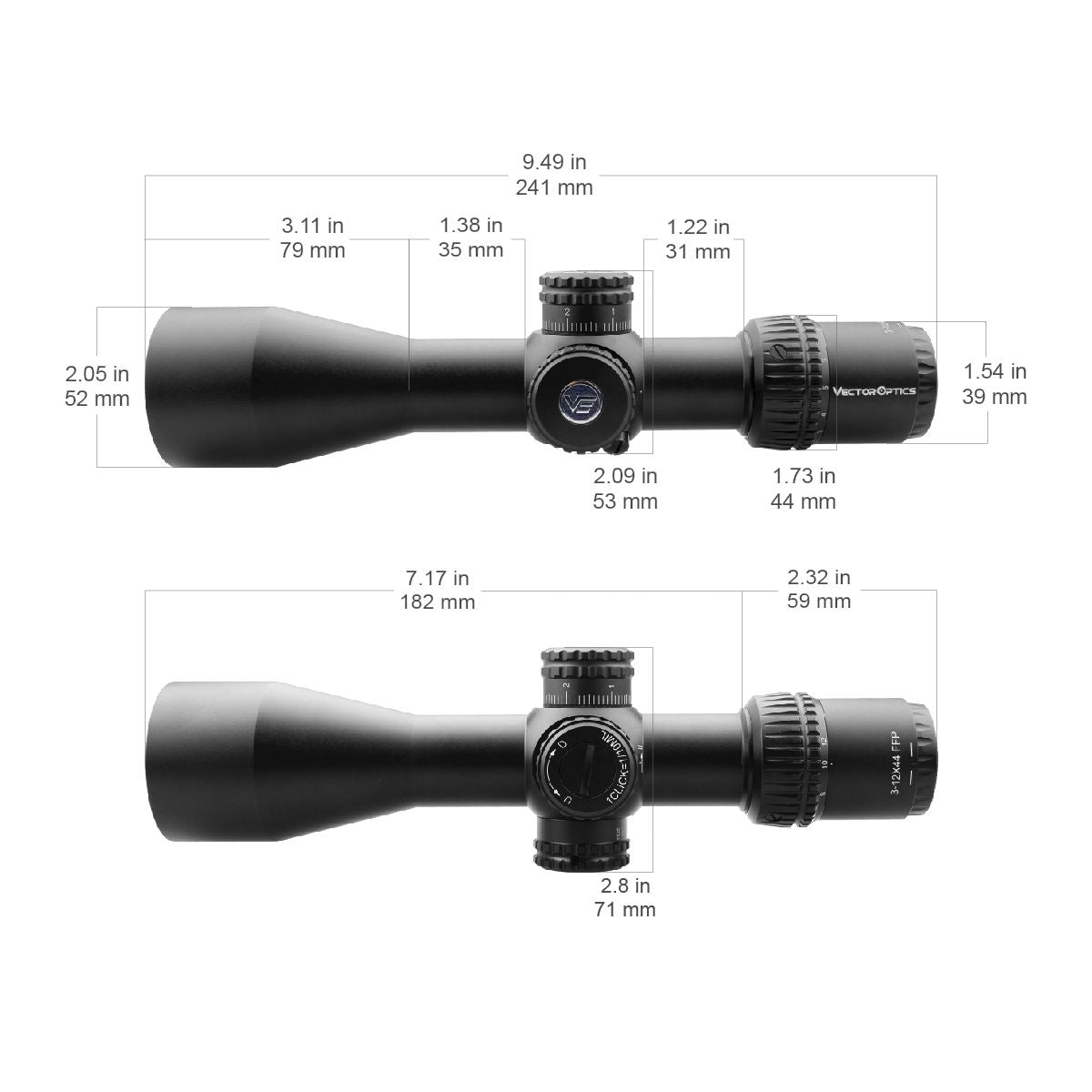 Vector Optics Veyron 3-12x44 FFP kompaktes Zielfernrohr Vector Optics