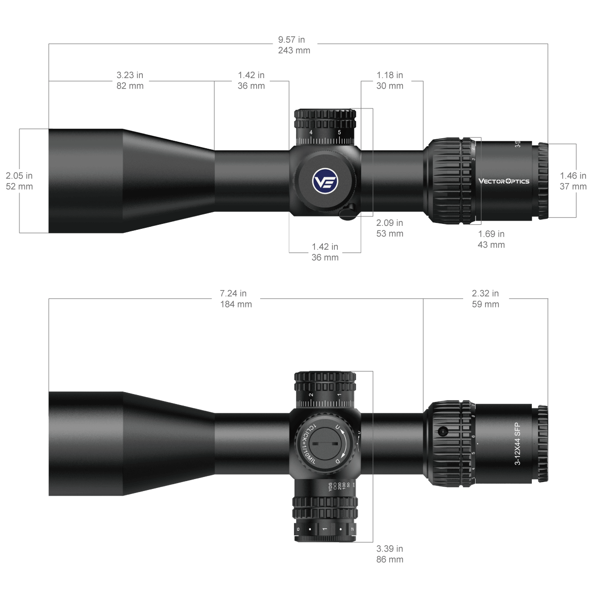 Vector Optics Veyron 3-12x44IR SFP kompaktes Zielfernrohr
