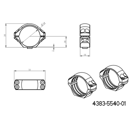 34mm Montageringe für Zielfernrohre | lange Picatinny QD-Basis 