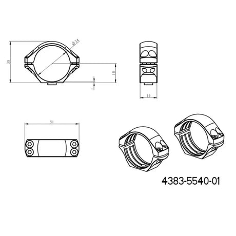34mm Zielfernrohrmontageringe | kurze Blaser-Basis