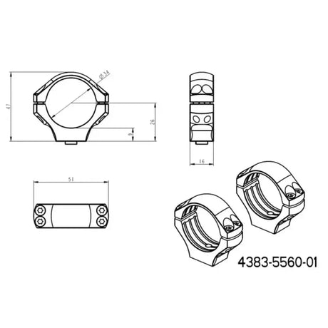 34mm Zielfernrohrmontageringe | kurze Blaser-Basis