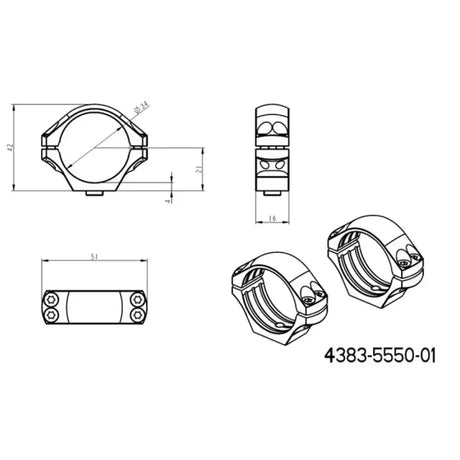 34mm Zielfernrohrmontageringe | kurze Blaser-Basis