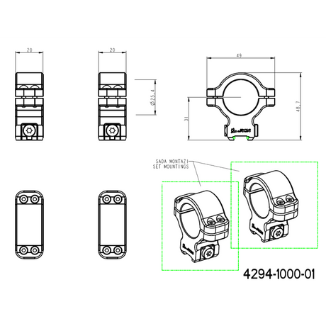 CZ 457 Zielfernrohrmontageringe für dovetail | 1 inch [25.4mm]