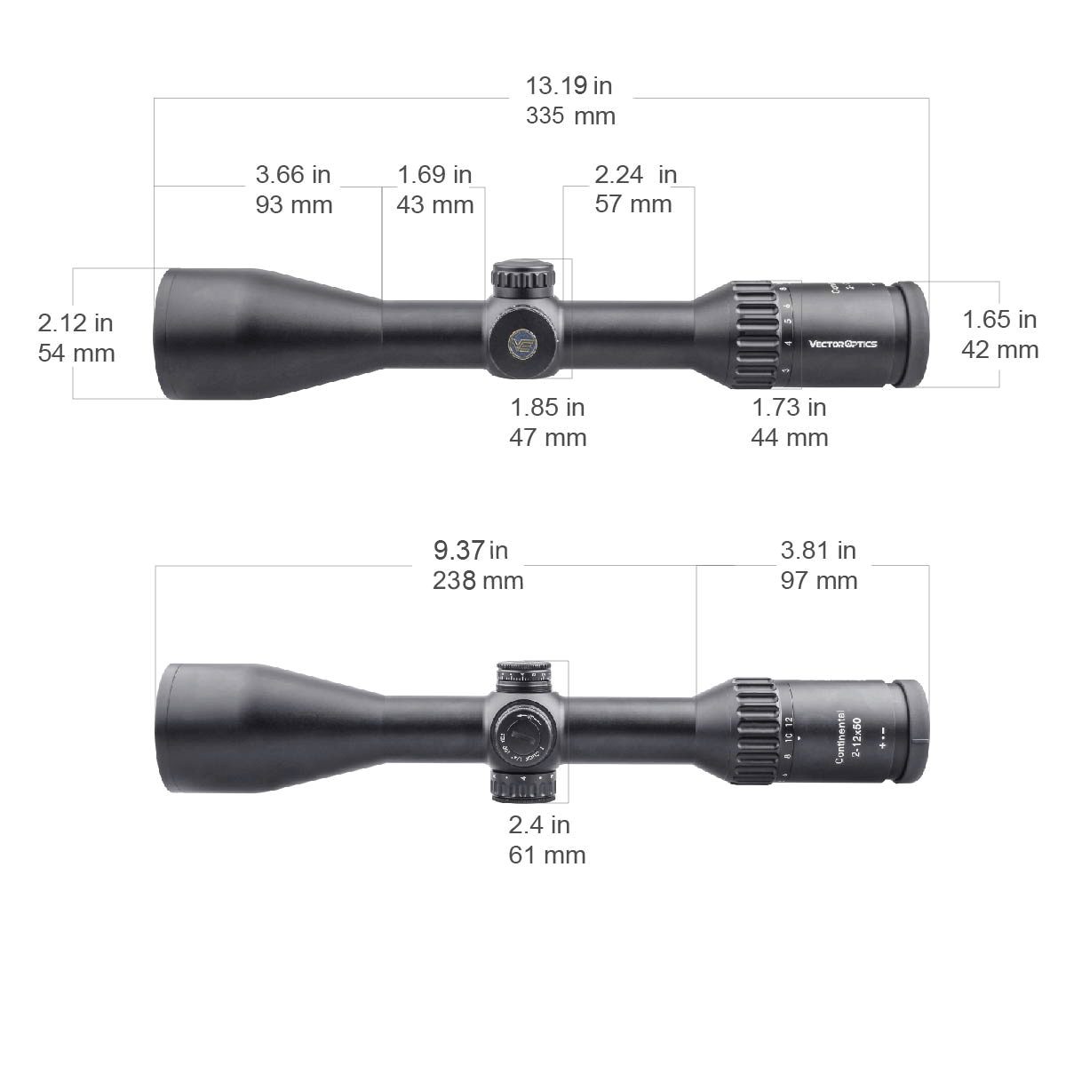 Vector Optics Continental 2-12x50 SFP Zielfernrohr 