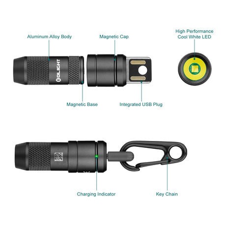 Olight imini 2 | mini wiederaufladbare Schlüsselbund-Taschenlampe | 50 lm